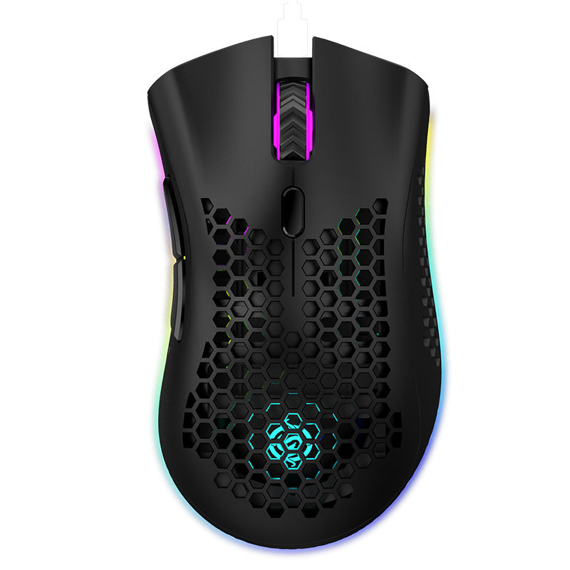 Ratón inalámbrico recargable con diseño hueco y retroiluminación RGB